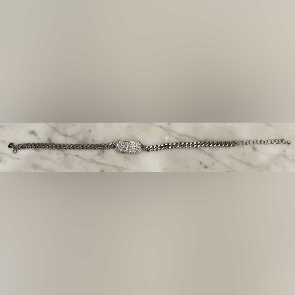 Kenneth Jay Lane Silver Choker Necklace With Crys… - image 3